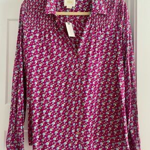 Anthropologie Magenta and Teal Button Down Shirt